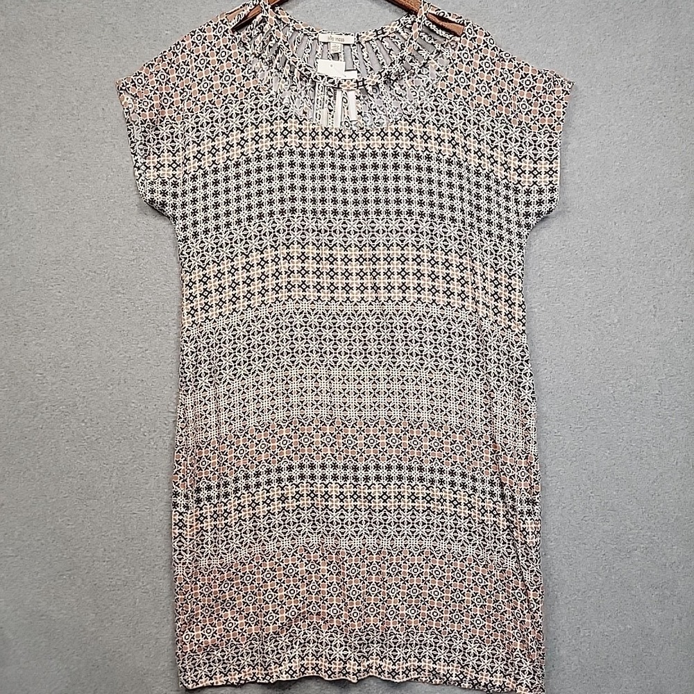 NEW Ella Moss Maternity Boho Floral‎ Tunic Dress Sz L Short Sleeve Cutout Yoke